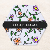 Farbenfrohe Blume, blauer Hintergrund, schwarz Untersetzer (Vorderseite)