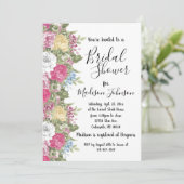 Farbenfrohe Blume blüht Brautparty Einladung (Stehend Vorderseite)