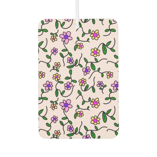 Farbenfrohe Blume, Blumenmuster, Grüne, Boho Autolufterfrischer (Vorderseite)