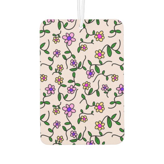 Farbenfrohe Blume, Blumenmuster, Grüne, Boho Autolufterfrischer (Rückseite)