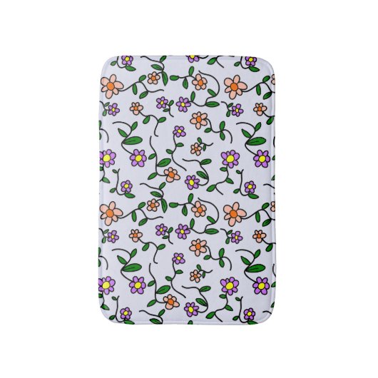 Farbenfrohe Blume, Blumenmuster, Grüne, Boho Badematte (Vorderseite Vertikal)