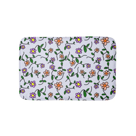 Farbenfrohe Blume, Blumenmuster, Grüne, Boho Badematte (Vorderseite)