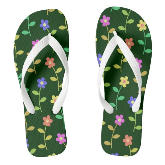 Farbenfrohe Blume, Blumenmuster, Grüne, Boho Badesandalen (Fußbett)