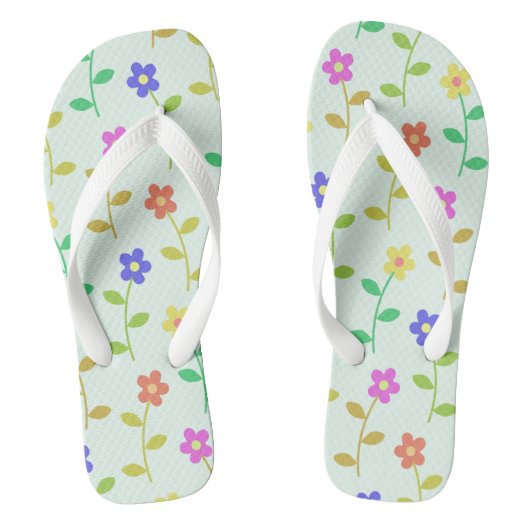 Farbenfrohe Blume, Blumenmuster, Grüne, Boho Badesandalen (Fußbett)