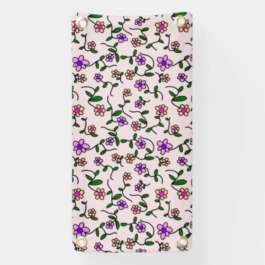 Farbenfrohe Blume, Blumenmuster, Grüne, Boho Banner (Vertikal)