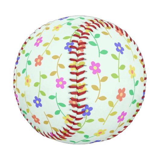 Farbenfrohe Blume, Blumenmuster, Grüne, Boho Baseball (Schrägansicht)