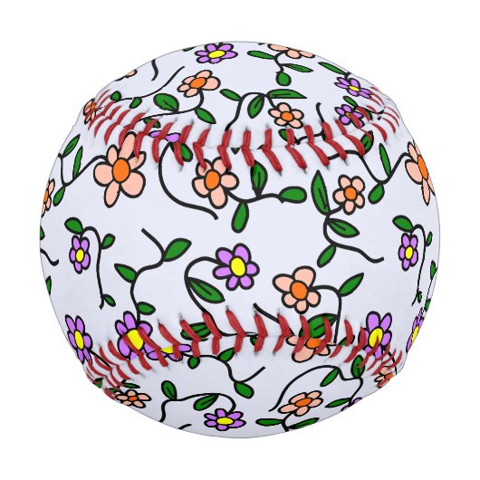 Farbenfrohe Blume, Blumenmuster, Grüne, Boho Baseball (Rückseite)