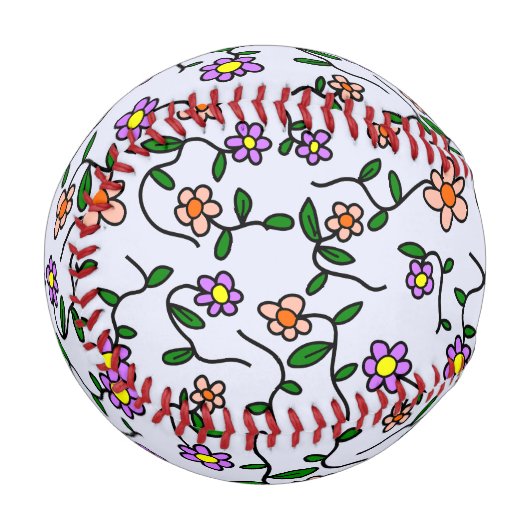 Farbenfrohe Blume, Blumenmuster, Grüne, Boho Baseball (Vorderseite Links)