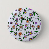 Farbenfrohe Blume, Blumenmuster, Grüne, Boho Button (Vorderseite)