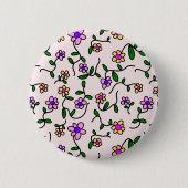 Farbenfrohe Blume, Blumenmuster, Grüne, Boho Button (Vorderseite)