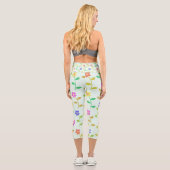 Farbenfrohe Blume, Blumenmuster, Grüne, Boho Capri Leggings (Rückseite)