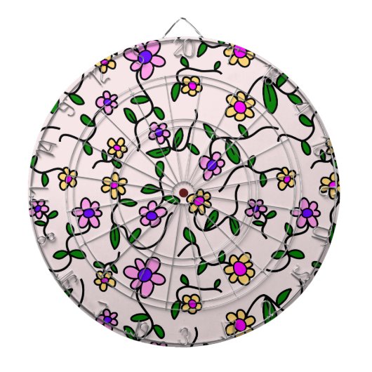 Farbenfrohe Blume, Blumenmuster, Grüne, Boho Dartscheibe (vorne)