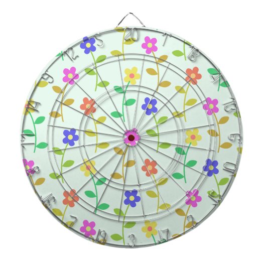 Farbenfrohe Blume, Blumenmuster, Grüne, Boho Dartscheibe (vorne)