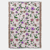 Farbenfrohe Blume, Blumenmuster, Grüne, Boho Decke (Vorderseite Vertikal)