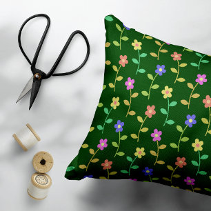 Farbenfrohe Blume, Blumenmuster, Grüne, Boho Dekokissen