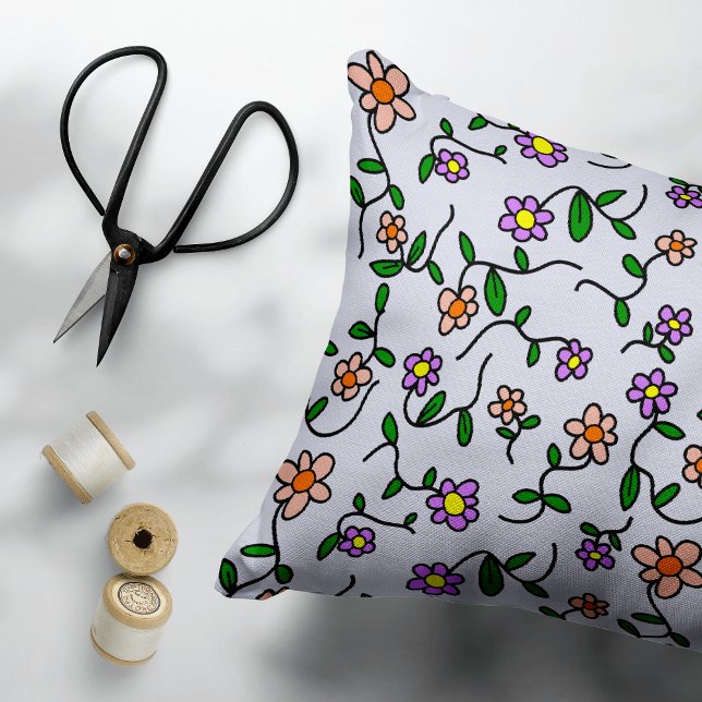Farbenfrohe Blume, Blumenmuster, Grüne, Boho Dekokissen (Von Creator hochgeladen)