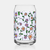 Farbenfrohe Blume, Blumenmuster, Grüne, Boho Dosenglas (Rückseite)