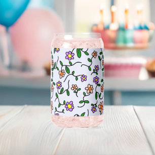 Farbenfrohe Blume, Blumenmuster, Grüne, Boho Dosenglas