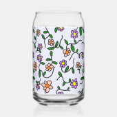 Farbenfrohe Blume, Blumenmuster, Grüne, Boho Dosenglas (Links)