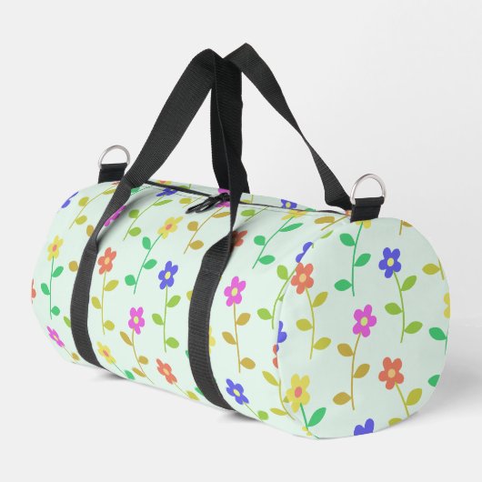 Farbenfrohe Blume, Blumenmuster, Grüne, Boho Duffle Bag (Linke Seite)