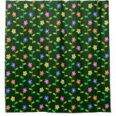 Farbenfrohe Blume, Blumenmuster, Grüne, Boho Duschvorhang (Vorderseite)