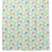 Farbenfrohe Blume, Blumenmuster, Grüne, Boho Duschvorhang (Vorderseite)