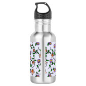 Farbenfrohe Blume, Blumenmuster, Grüne, Boho Edelstahlflasche (Rückseite)