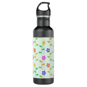 Farbenfrohe Blume, Blumenmuster, Grüne, Boho Edelstahlflasche