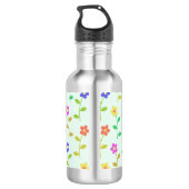 Farbenfrohe Blume, Blumenmuster, Grüne, Boho Edelstahlflasche (Rückseite)