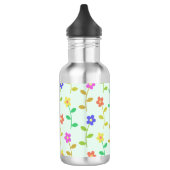 Farbenfrohe Blume, Blumenmuster, Grüne, Boho Edelstahlflasche (Links)