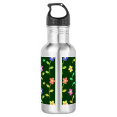 Farbenfrohe Blume, Blumenmuster, Grüne, Boho Edelstahlflasche (Rückseite)