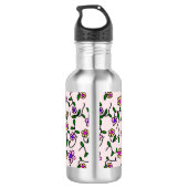 Farbenfrohe Blume, Blumenmuster, Grüne, Boho Edelstahlflasche (Rückseite)