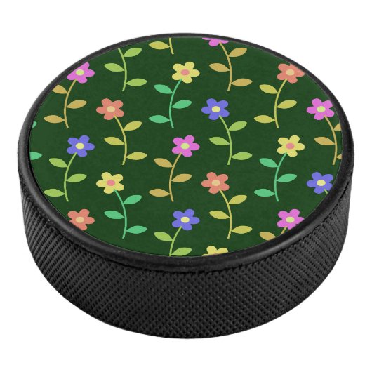 Farbenfrohe Blume, Blumenmuster, Grüne, Boho Eishockey Puck (3/4)