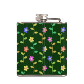 Farbenfrohe Blume, Blumenmuster, Grüne, Boho Flachmann (Rückseite)