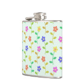 Farbenfrohe Blume, Blumenmuster, Grüne, Boho Flachmann (Links)
