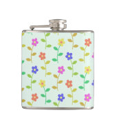Farbenfrohe Blume, Blumenmuster, Grüne, Boho Flachmann (Vorderseite)