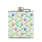 Farbenfrohe Blume, Blumenmuster, Grüne, Boho Flachmann (Rückseite)