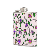 Farbenfrohe Blume, Blumenmuster, Grüne, Boho Flachmann (Links)
