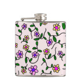 Farbenfrohe Blume, Blumenmuster, Grüne, Boho Flachmann (Vorderseite)