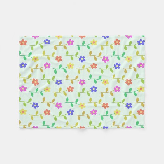 Farbenfrohe Blume, Blumenmuster, Grüne, Boho Fleecedecke (Vorderseite (Horizontal))