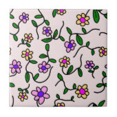 Farbenfrohe Blume, Blumenmuster, Grüne, Boho Fliese (Vorderseite)