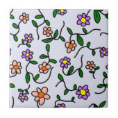 Farbenfrohe Blume, Blumenmuster, Grüne, Boho Fliese (Vorderseite)