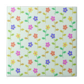 Farbenfrohe Blume, Blumenmuster, Grüne, Boho Fliese (Vorderseite)