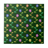 Farbenfrohe Blume, Blumenmuster, Grüne, Boho Fliese (Vorderseite)