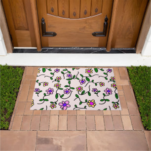 Farbenfrohe Blume, Blumenmuster, Grüne, Boho Fußmatte