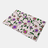 Farbenfrohe Blume, Blumenmuster, Grüne, Boho Fußmatte (Schrägansicht)