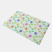 Farbenfrohe Blume, Blumenmuster, Grüne, Boho Fußmatte (Schrägansicht)