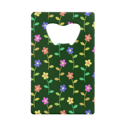 Farbenfrohe Blume, Blumenmuster, Grüne, Boho Geldbeutel Flaschenöffner (Vorderseite)