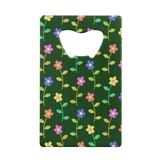 Farbenfrohe Blume, Blumenmuster, Grüne, Boho Geldbeutel Flaschenöffner (Rückseite)