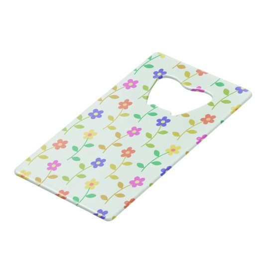 Farbenfrohe Blume, Blumenmuster, Grüne, Boho Geldbeutel Flaschenöffner (Vorderseite Schrägansicht)